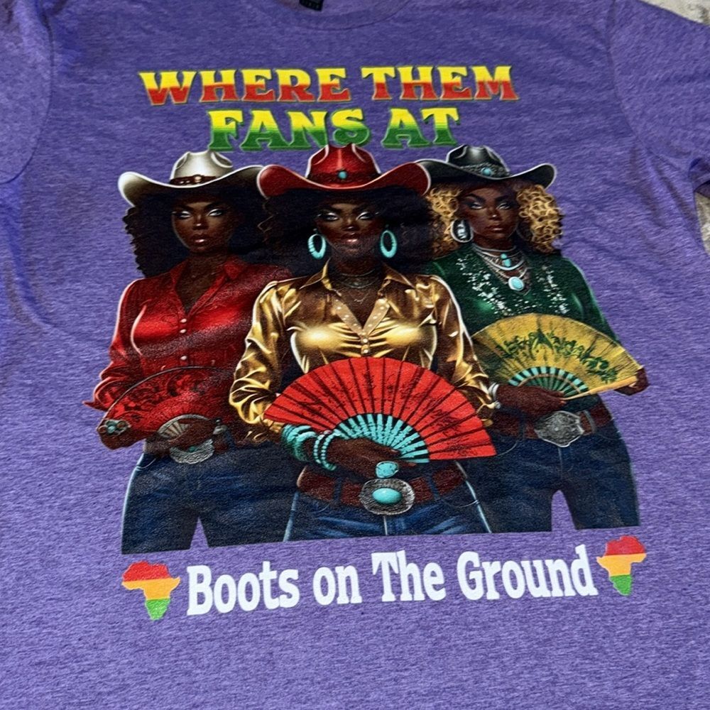 Gildan Unisex GRAPHIC Cowgirl Western T-Shirt NWOT L HEATHER PURPLE - Picture 6 of 9